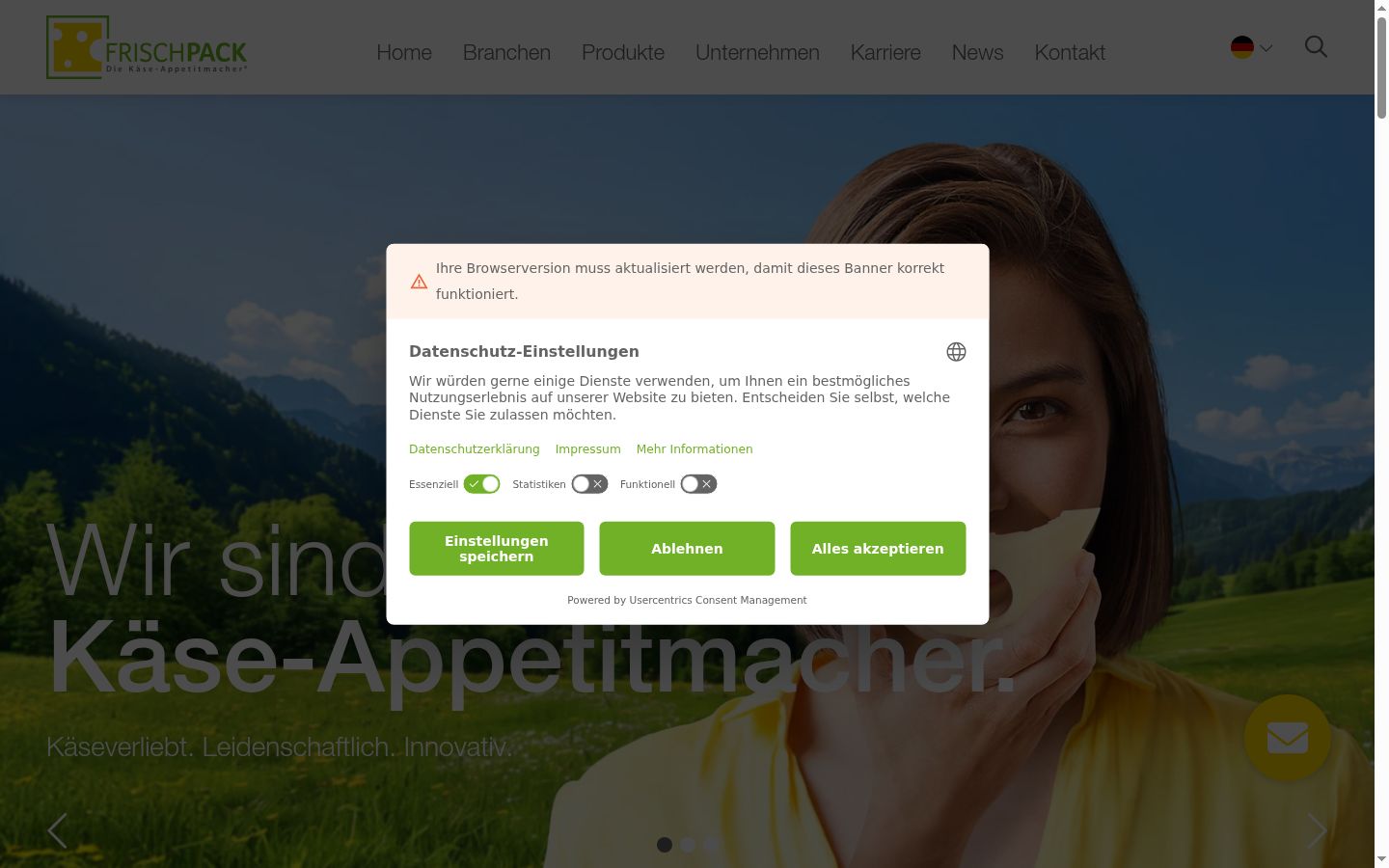 Screenshot of the consent banner shown before any interaction