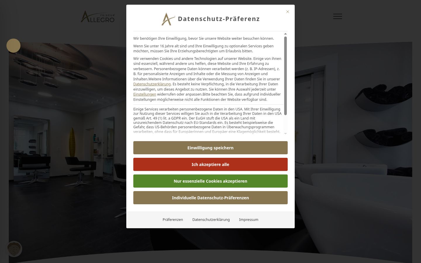Screenshot of the consent banner shown before any interaction