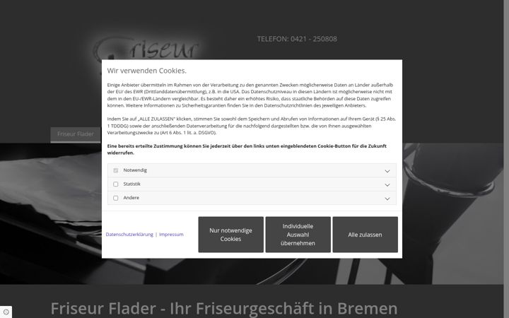 Screenshot of friseur-flader-bremen.de