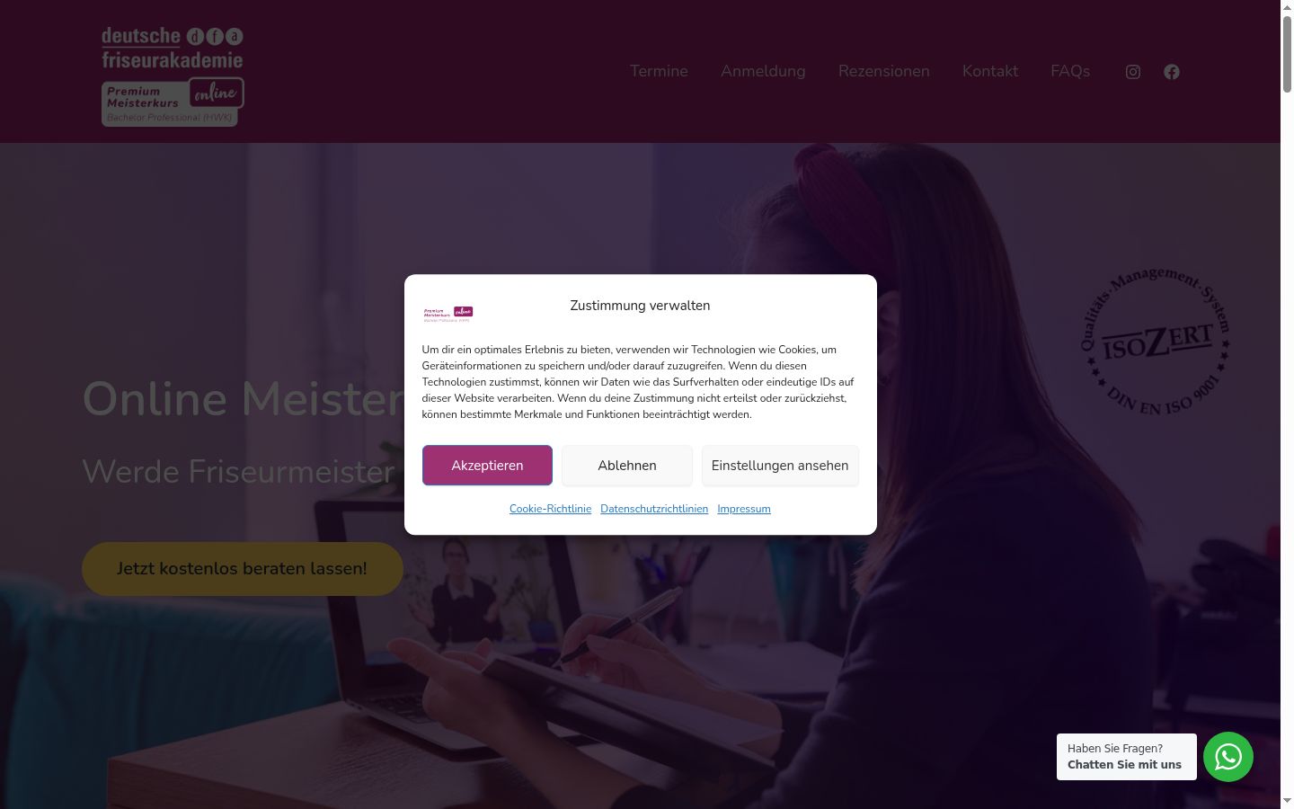 Capture d'écran de la bannière de consentement affichée avant toute interaction