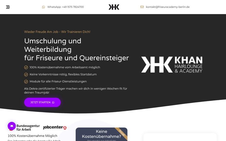 Ekraanipilt saidist friseuracademy-berlin.de