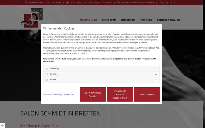Screenshot of friseursalon-bretten.de