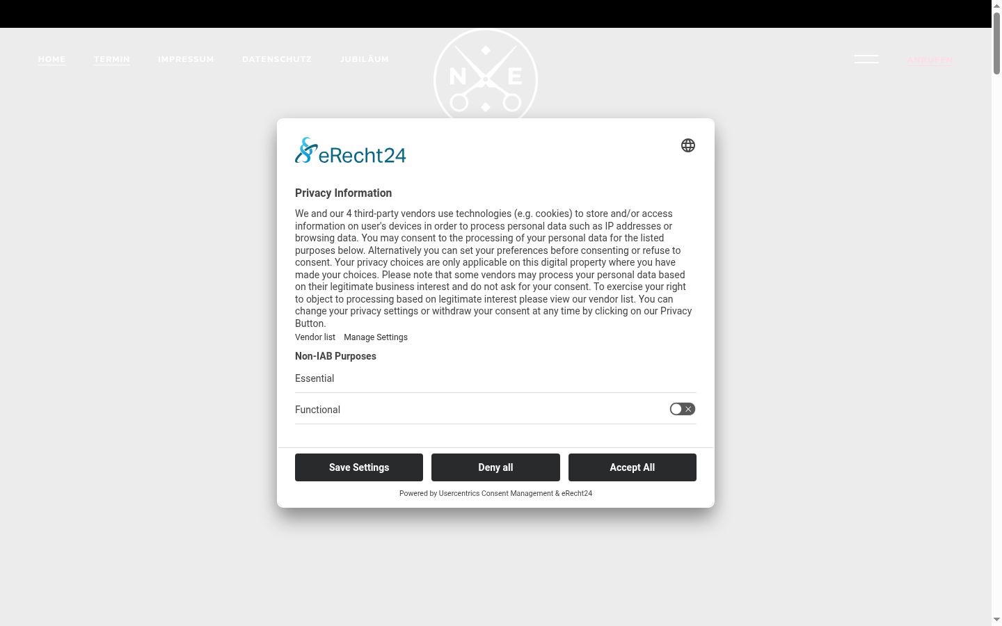 Screenshot of the consent banner shown before any interaction