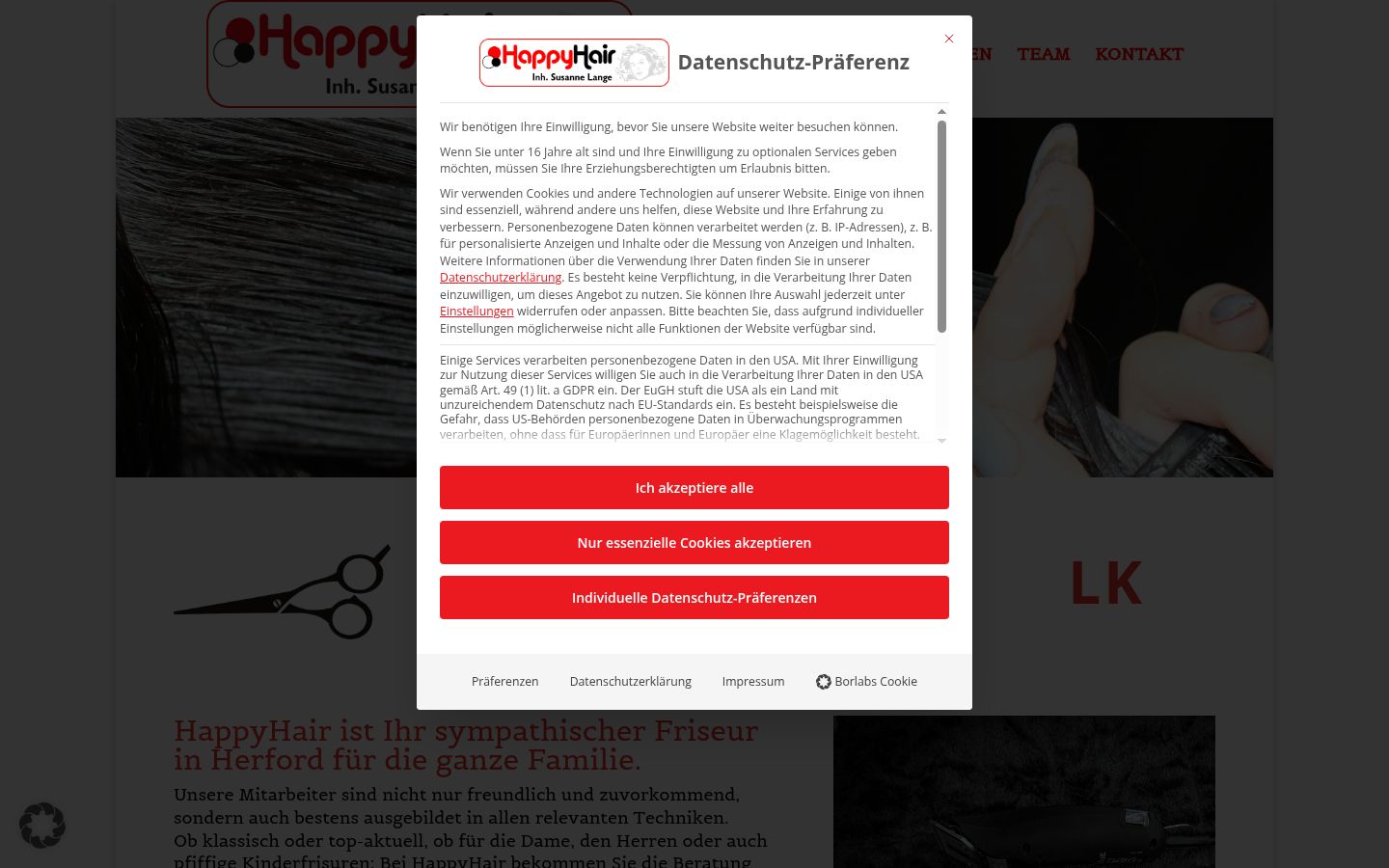 Screenshot του banner συγκατάθεσης που εμφανίστηκε πριν από οποιαδήποτε αλληλεπίδραση