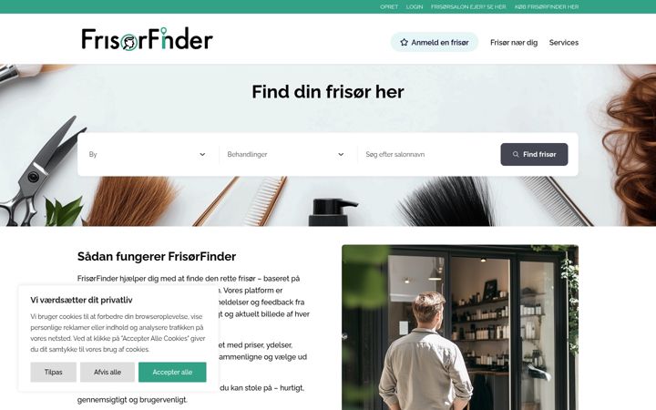 Screenshot of frisorfinder.dk