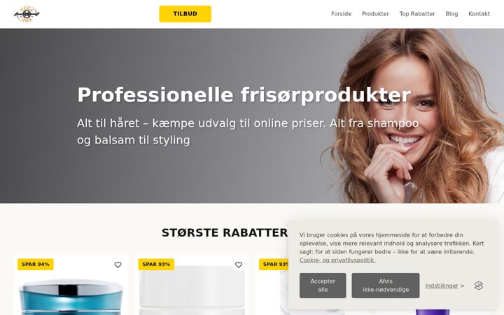 Screenshot of frisorprodukter.dk