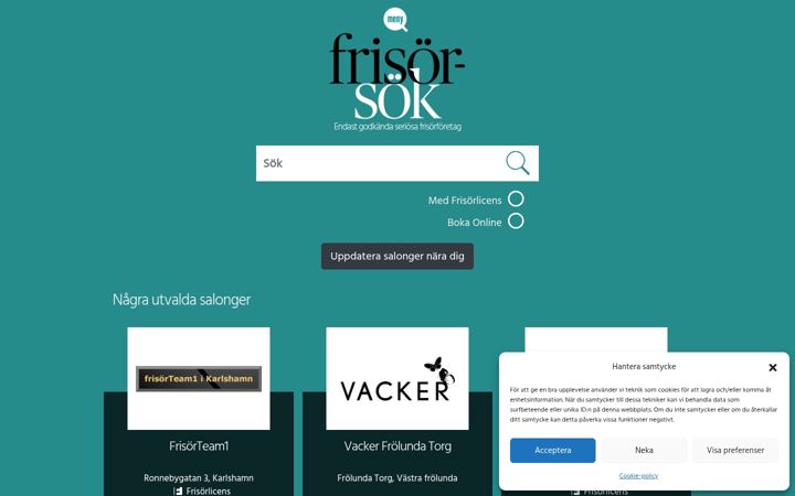 Screenshot of frisorsok.se