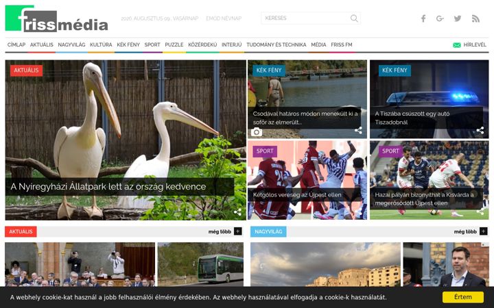 Screenshot of frissmedia.hu