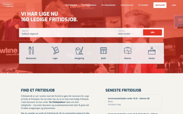 Captura de pantalla de fritidsjob.dk