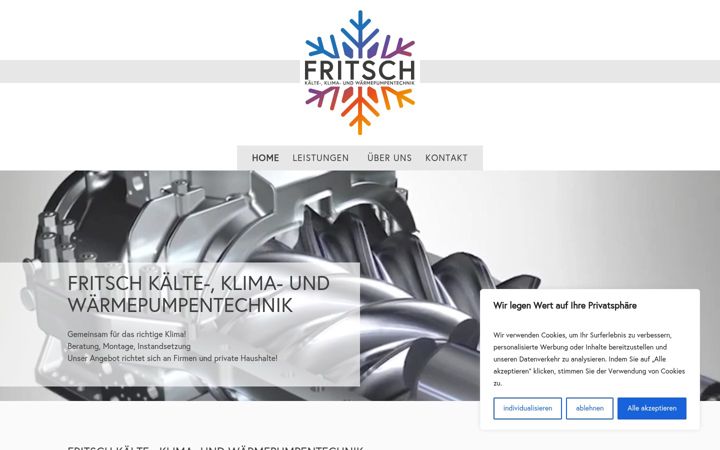 Snimka zaslona za fritsch-klima.de