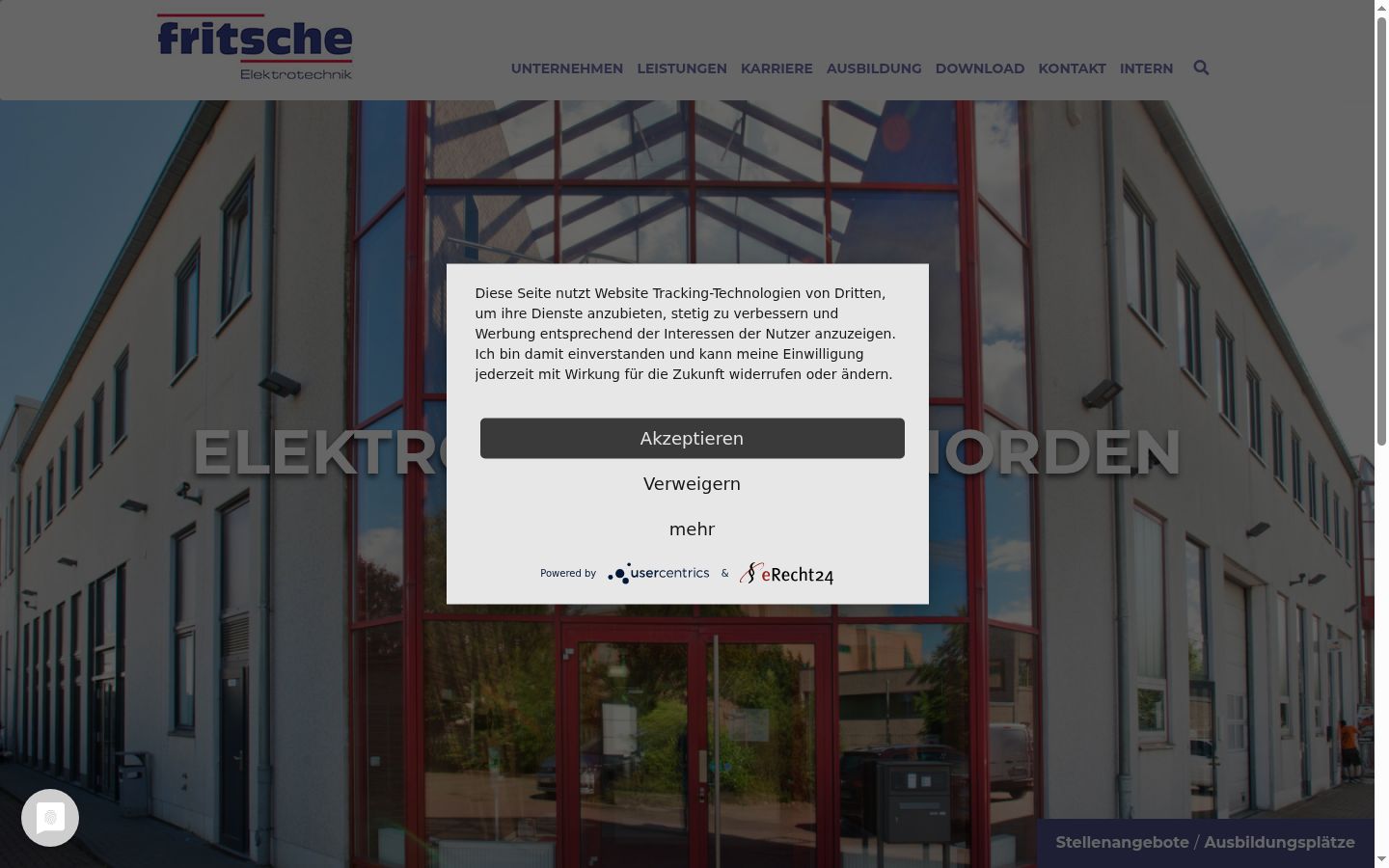 Skjermbilde av samtykkebanneret slik det vises før noen interaksjon