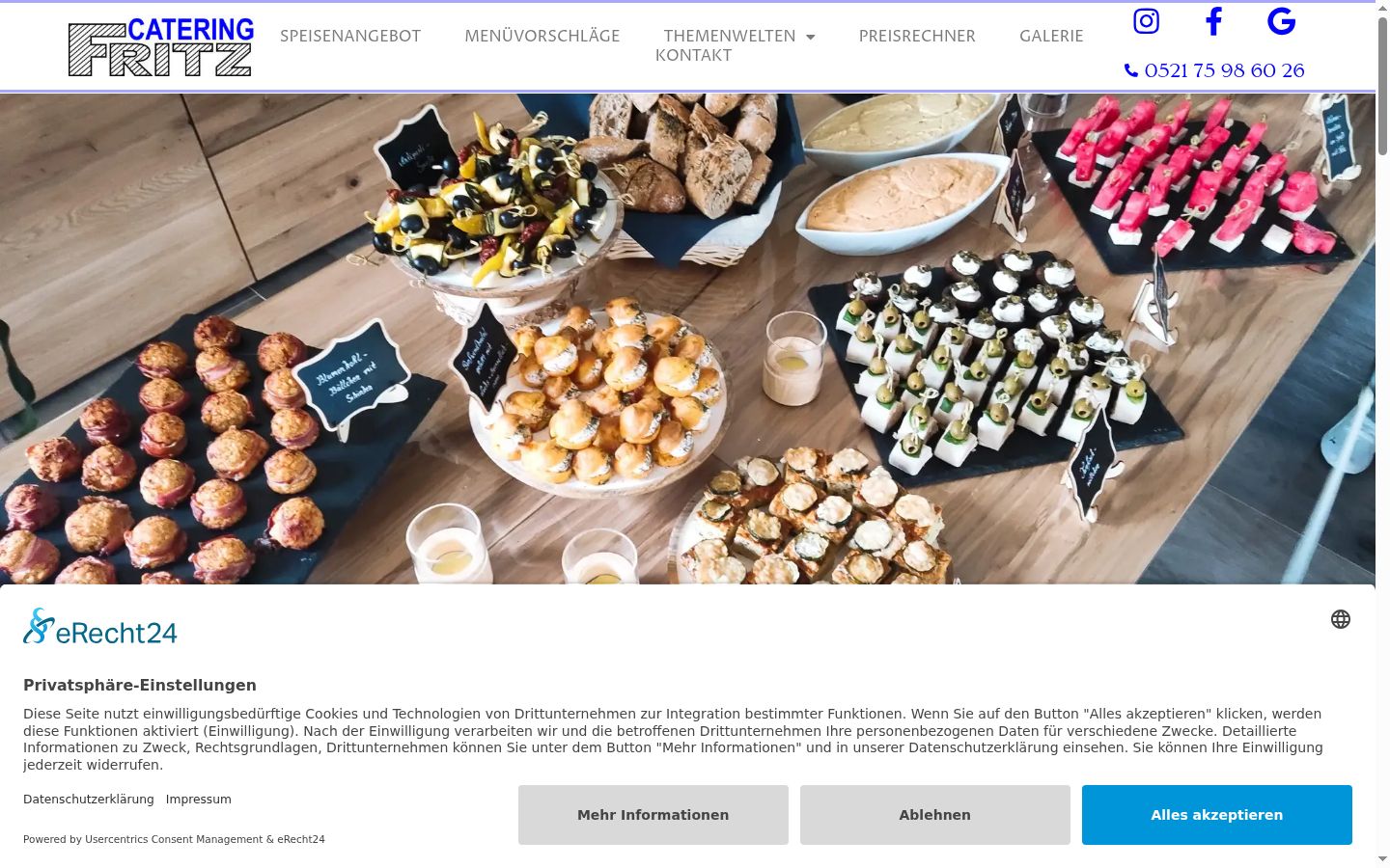 Screenshot del banner di consenso mostrato prima di qualsiasi interazione