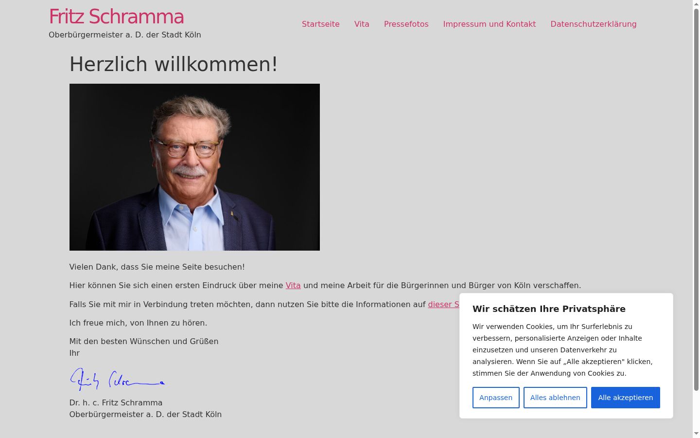 Ekrānuzņēmums ar piekrišanas baneri, kas tika rādīts pirms jebkādas mijiedarbības