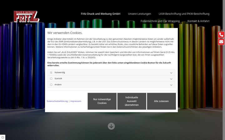 Screenshot of fritz-werbetechnik.de