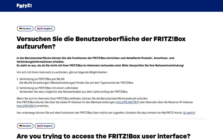 Screenshot of fritz.box