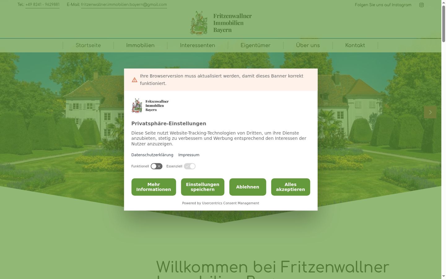 Screenshot tal-banner tal-kunsens muri qabel kwalunkwe interazzjoni