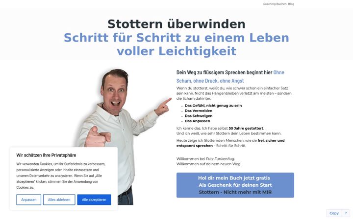 Snímek obrazovky fritzfunkenflug.de