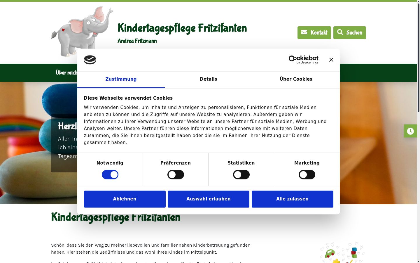Képernyőkép a bármilyen interakció előtt megjelenő hozzájárulási bannerről