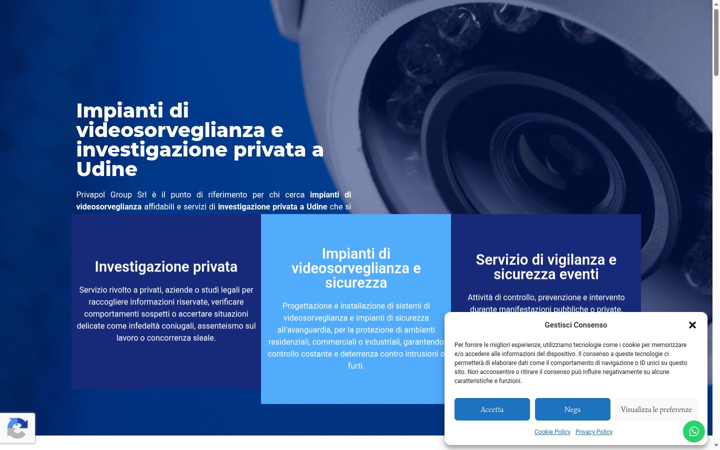 Screenshot del banner di consenso mostrato prima di qualsiasi interazione