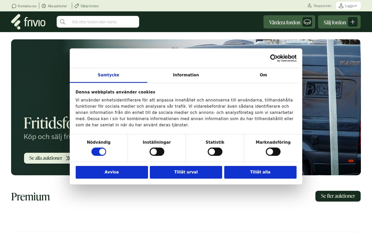 Screenshot van de toestemmingsbanner zoals getoond vóór enige interactie