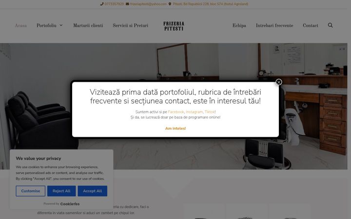 Screenshot of frizeriapitesti.ro