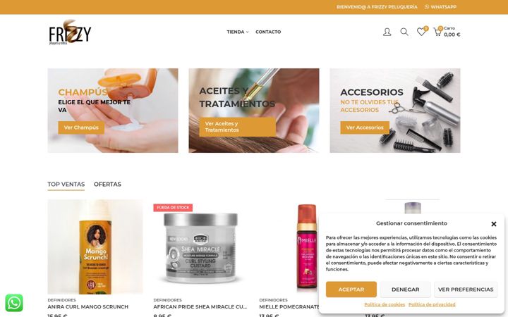Screenshot of frizzypeluqueria.es