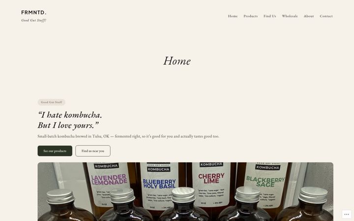 Screenshot of frmntdkombucha.com