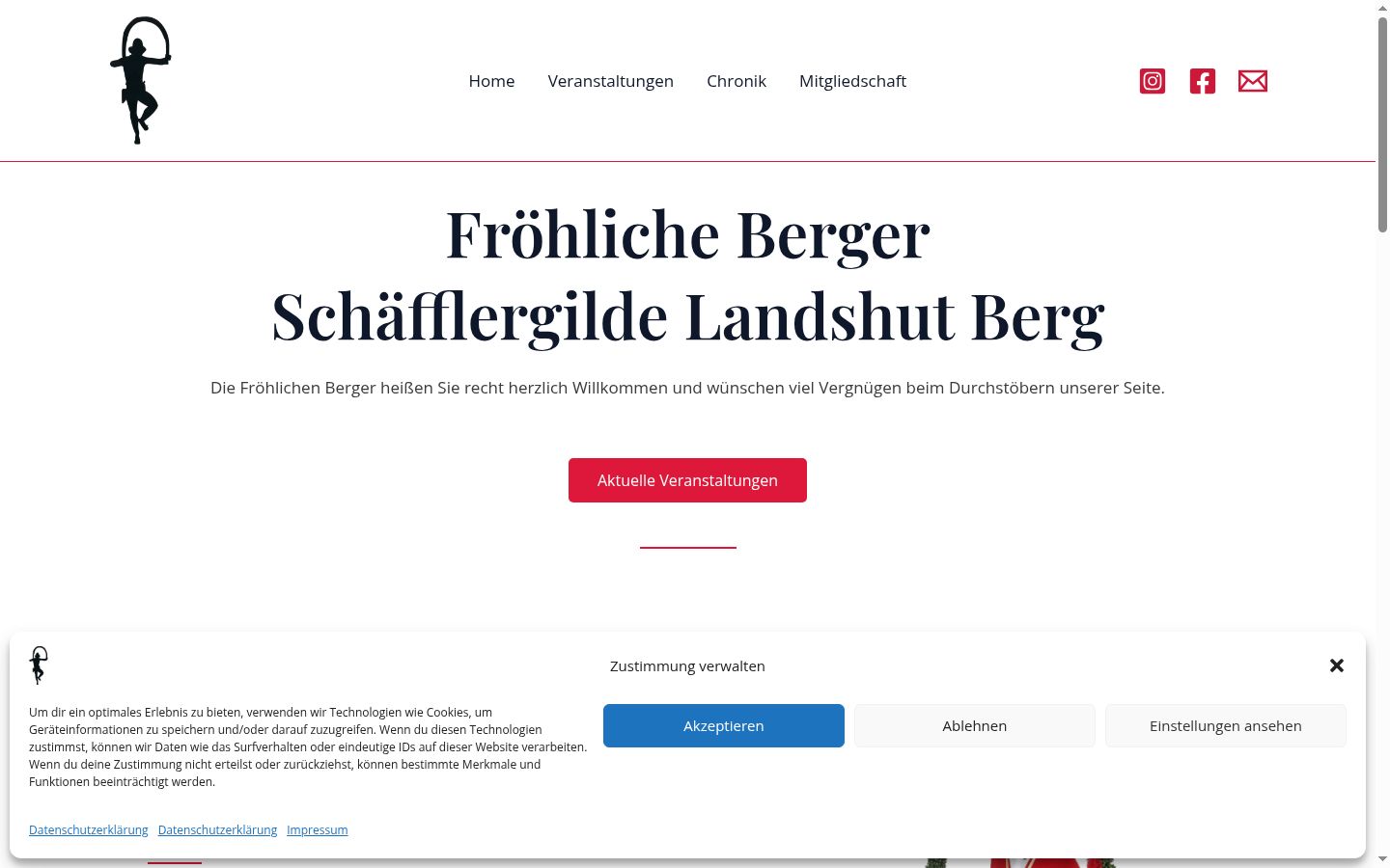 Screenshot des Einwilligungsbanners vor jeglicher Interaktion