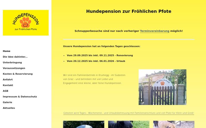 Screenshot von froehliche-pfote.at