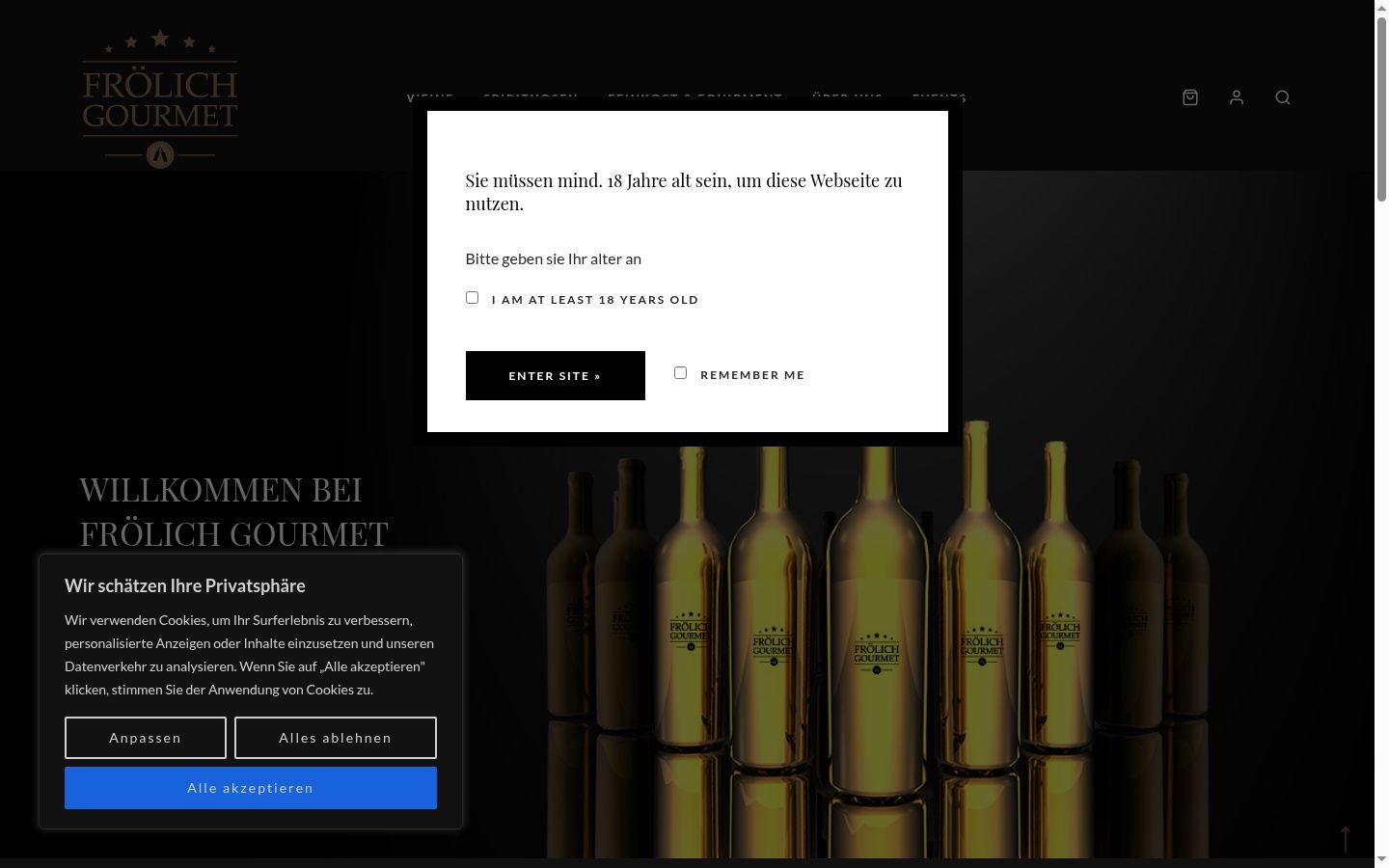 Screenshot del banner di consenso mostrato prima di qualsiasi interazione
