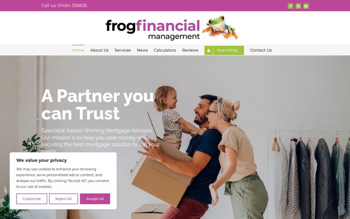Snímek obrazovky frog-financial.co.uk