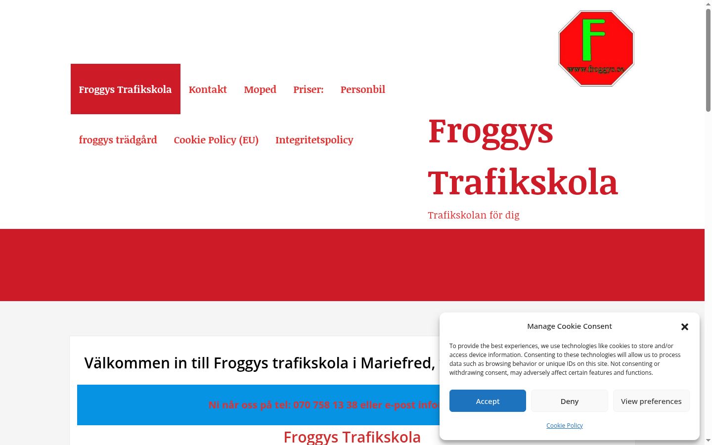 Snimka zaslona bannera za privolu prikazanog prije bilo kakve interakcije