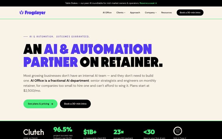 Screenshot of frogslayer.com