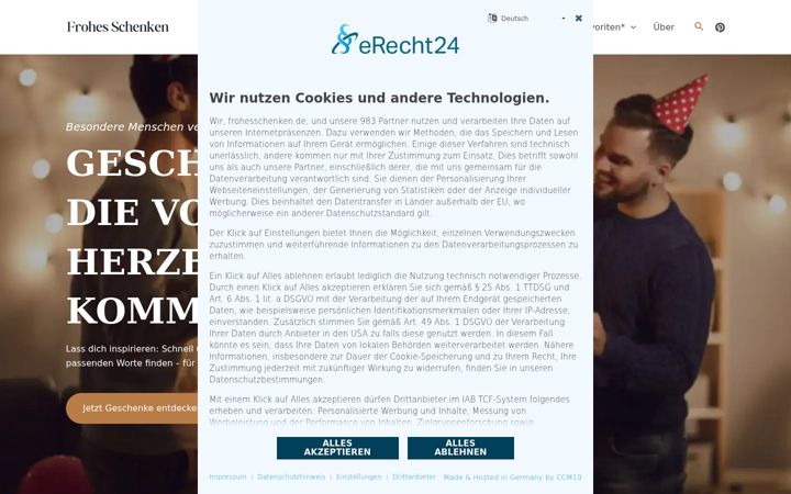 Screenshot von frohesschenken.de