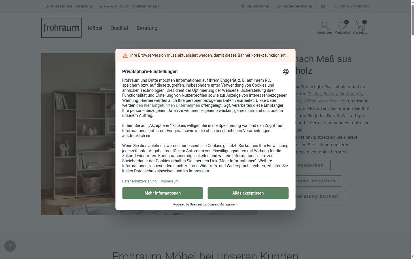 Screenshot tal-banner tal-kunsens muri qabel kwalunkwe interazzjoni