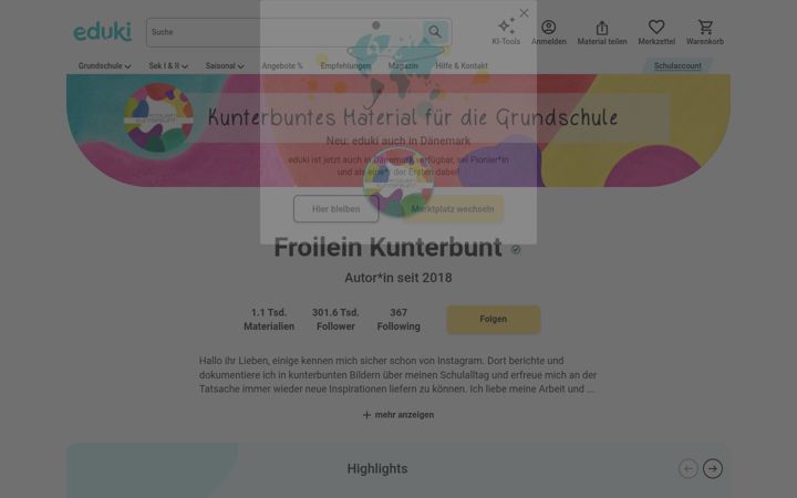Screenshot of froileinkunterbunt.de