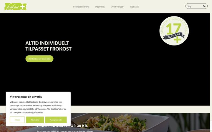 Screenshot of frokostplus.dk