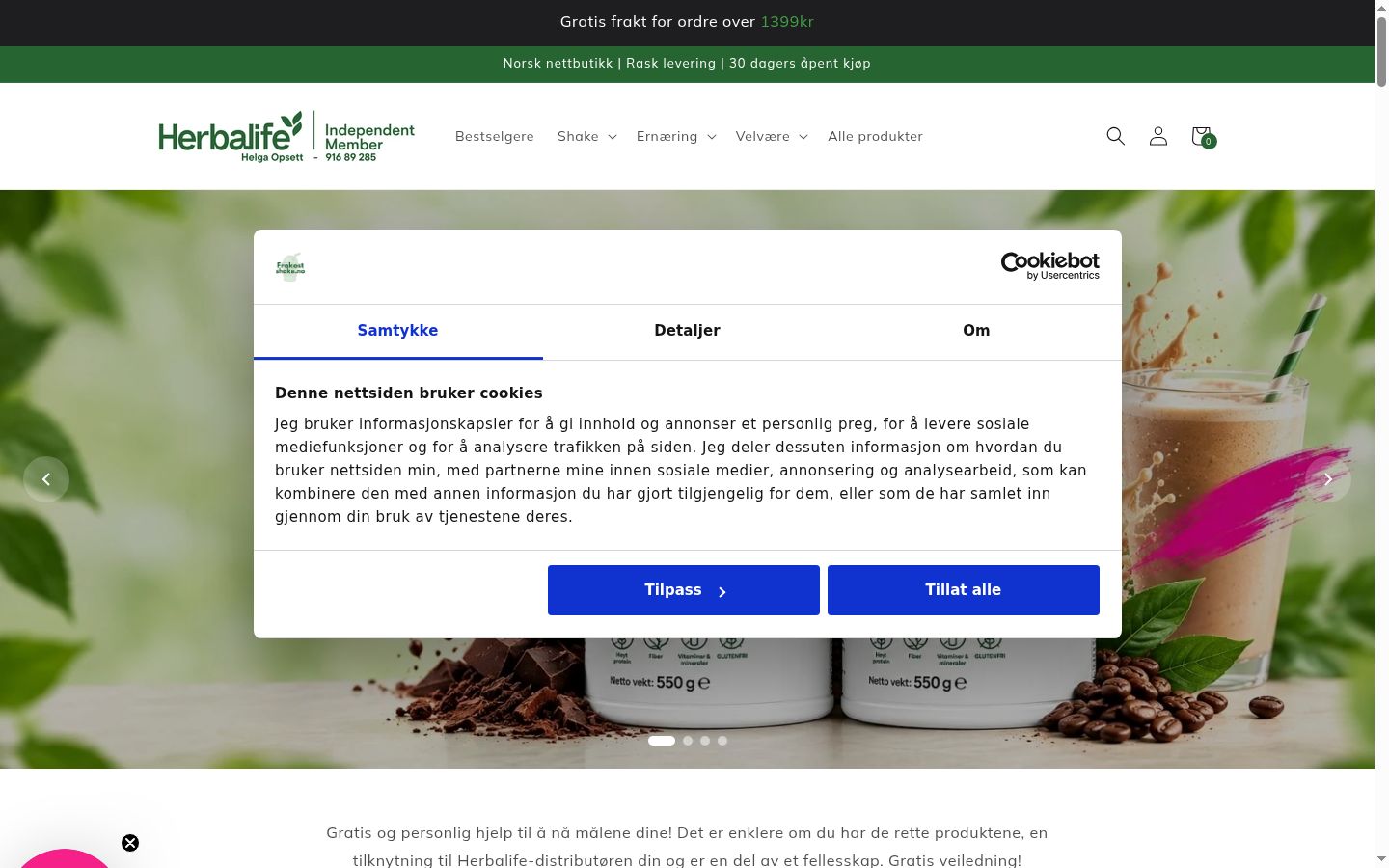 Screenshot del banner di consenso mostrato prima di qualsiasi interazione
