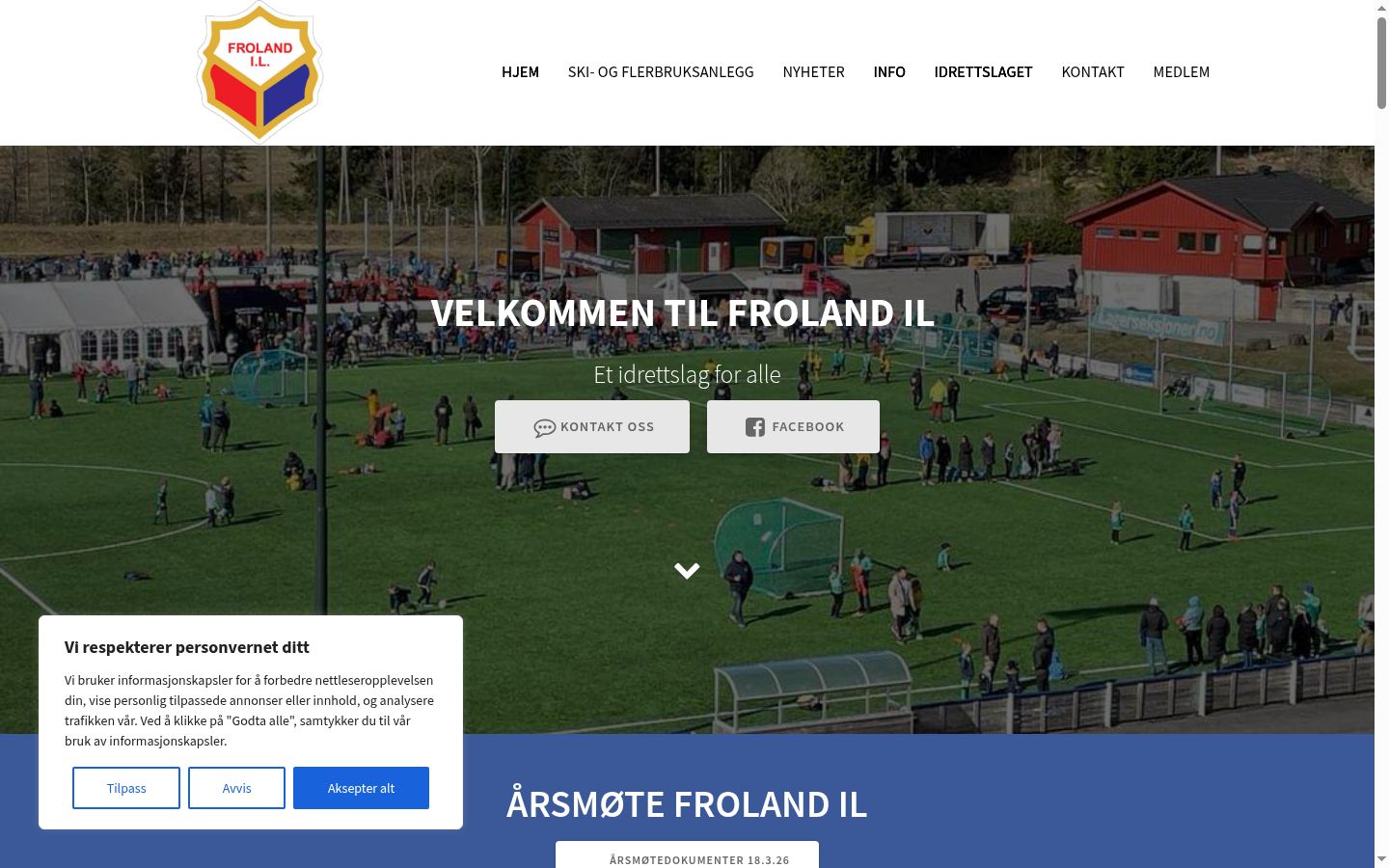 Skærmbillede af samtykkebanneret, som det blev vist før nogen interaktion