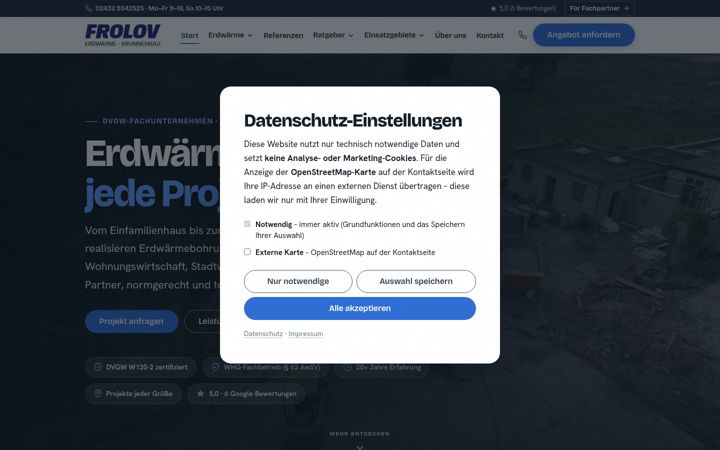 Screenshot of frolov-geothermie.de