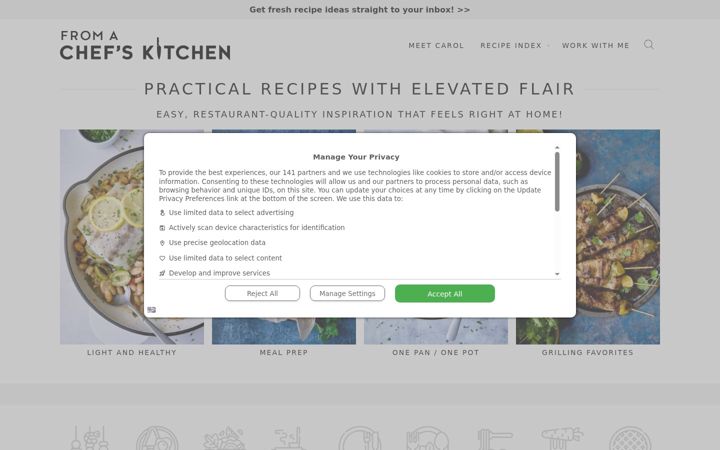 Screenshot of fromachefskitchen.com