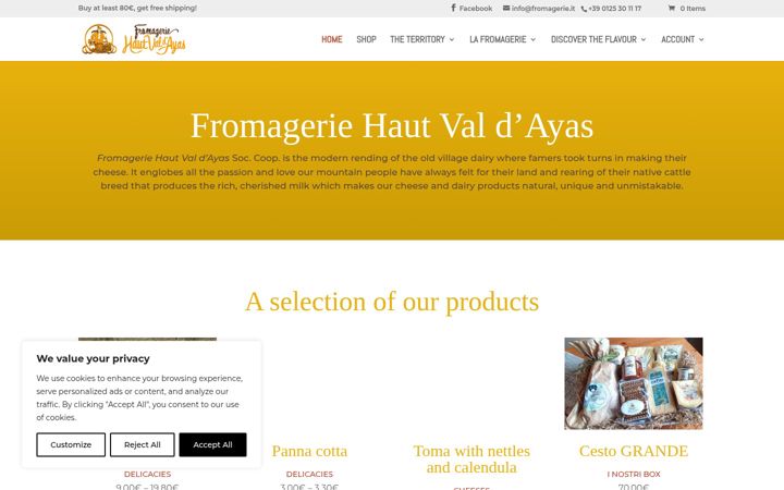 Screenshot of fromagerie.it