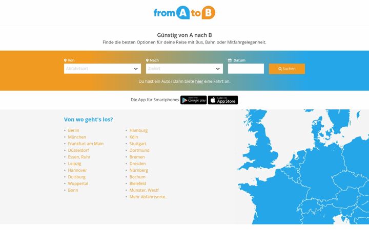 Screenshot of fromatob.com
