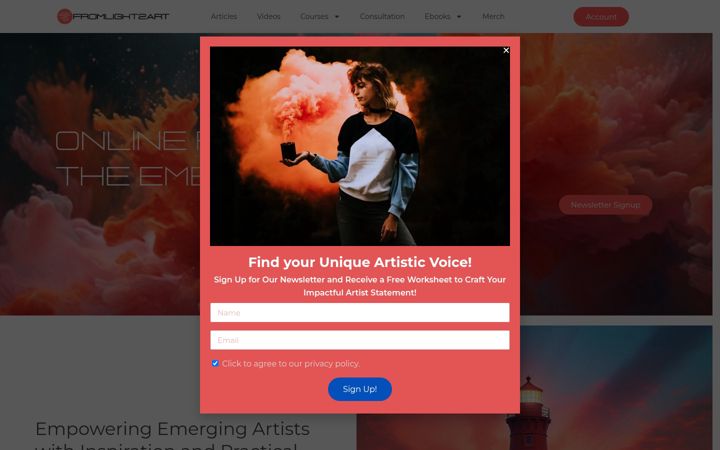 Screenshot of fromlight2art.com