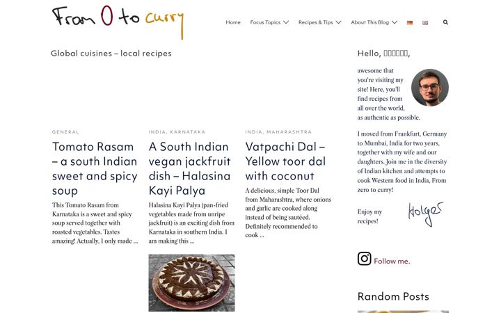 Screenshot of fromzerotocurry.com