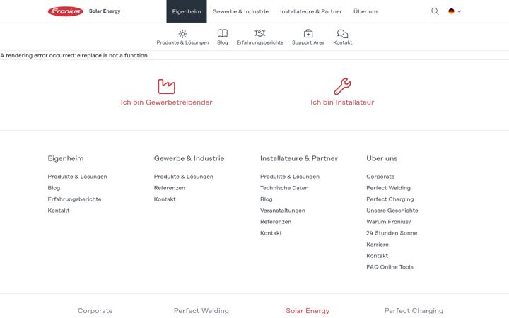 Screenshot of fronius-solar.de