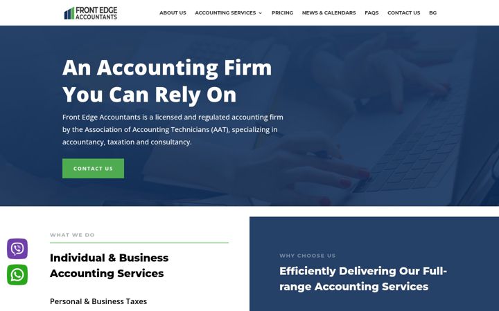 Screenshot ta' frontedgeaccountants.co.uk