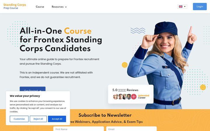 Screenshot of frontexprep.com