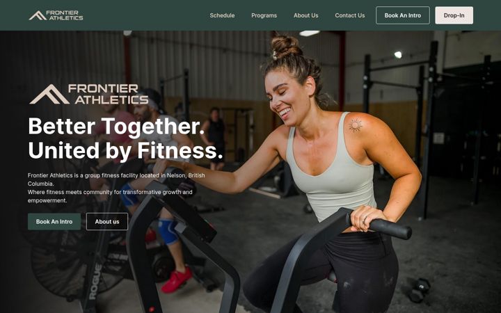 Screenshot of frontierathletics.ca