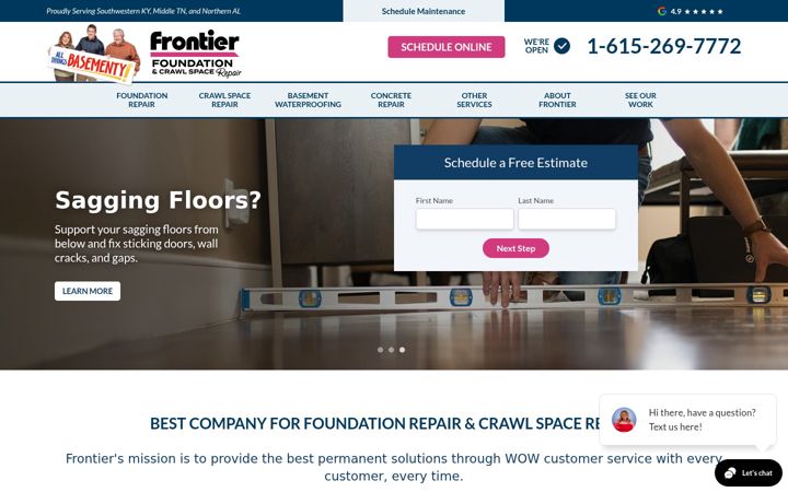 Screenshot of frontierbasementsystems.com